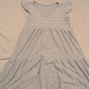 ✨3/25$ Caution To The Wind Heather Gray Striped Dress